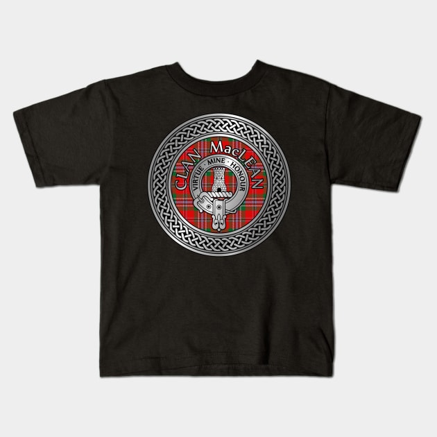 Clan MacLean Crest & Tartan Knot Kids T-Shirt by Taylor'd Designs
